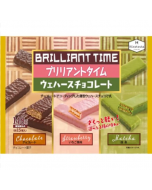 Hiratsuka BRILLIANT TIME Assorted Chocolate Coated Wafer Cookies (Chocolate, Strawberry, Matcha Flavor) 148g