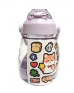 Summer Super Large Capacity Water Cup Big Belly Cup Purple 1pc with Random Stickers