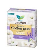 Kao Laurier Happy Bare Skin Panty Liner Botanical Cotton 100% Lavender & Chamomile Fragrance 54 pieces