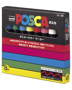 Uni-Posca Medium 8 Color Set PC-5M8C Paint Marker Pen 8pcs