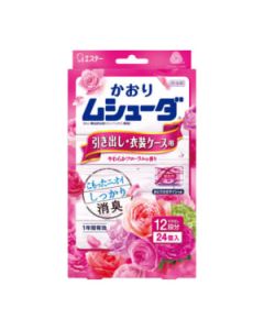 S.T.Corporation Kaori Mushuda Insect Repellent For Drawers and Costume Cases Soft Floral Scent 24 pcs