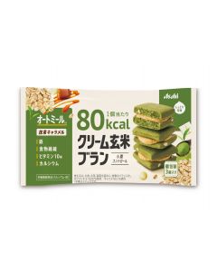 Asahi Cream Brown Rice Bran 80kcal Oatmeal Cookies Matcha Caramel Flavor 54g (3 pieces)