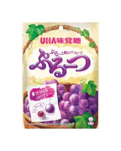 UHA Purutsu Hard Candy-coated Fruit Candy Grape Flavor 80g