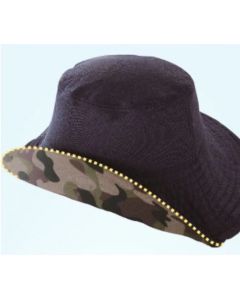 NEEDS UV CUT Double-sided Foldable Kids Hat Navy & Camouflage